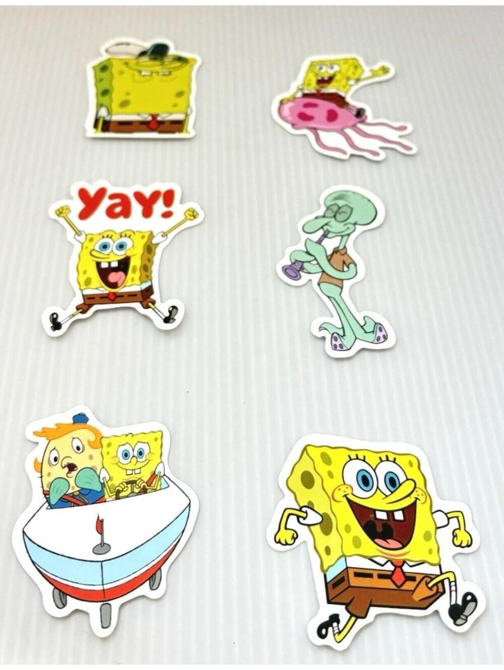 SpongeBob SquarePants 6pc Vinyl Stickers Lot Cartoon Water Bottle Laptop Decals